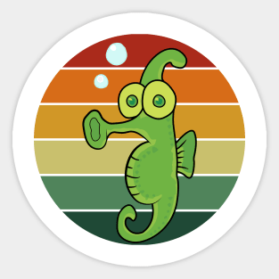 Seahorse Retro Sunset Sticker